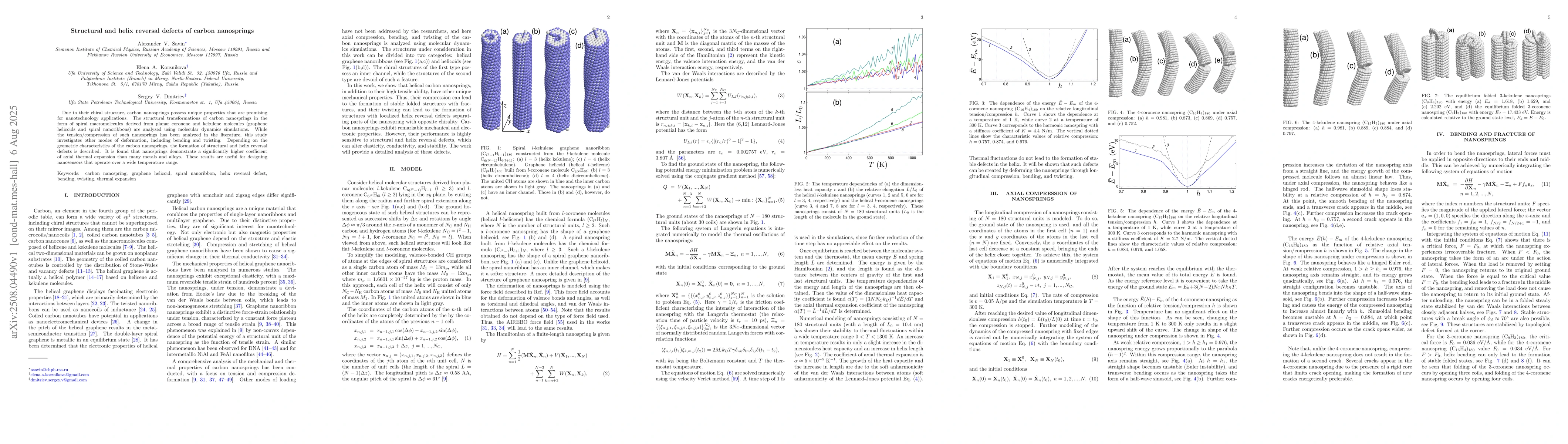 Thumbnail for Structural and helix reversal defects of carbon nanosprings