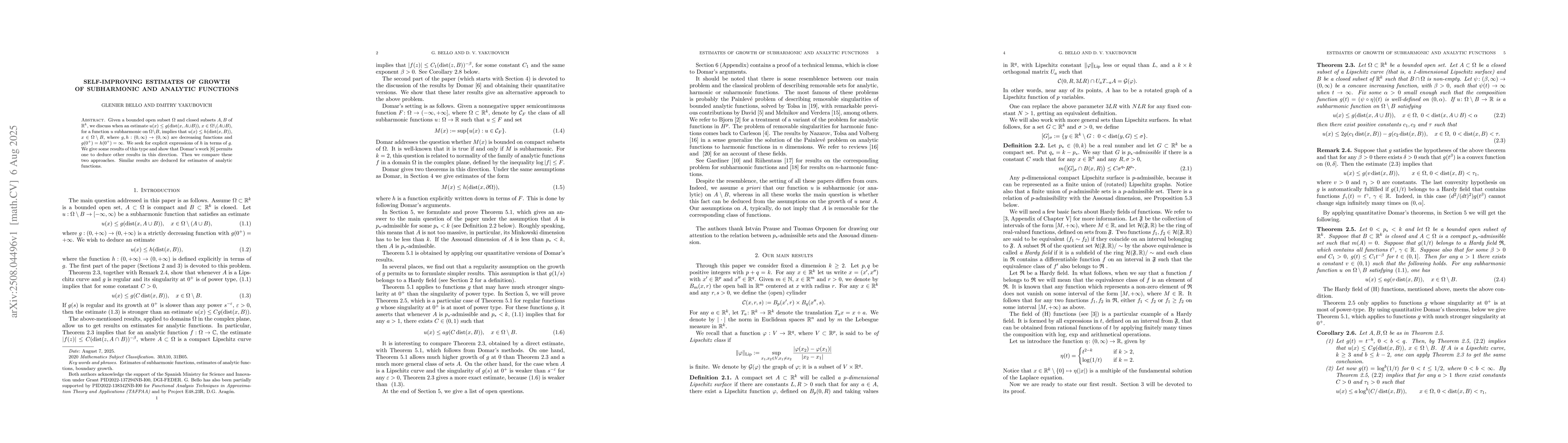 Thumbnail for Self-improving estimates of growth of subharmonic and analytic functions