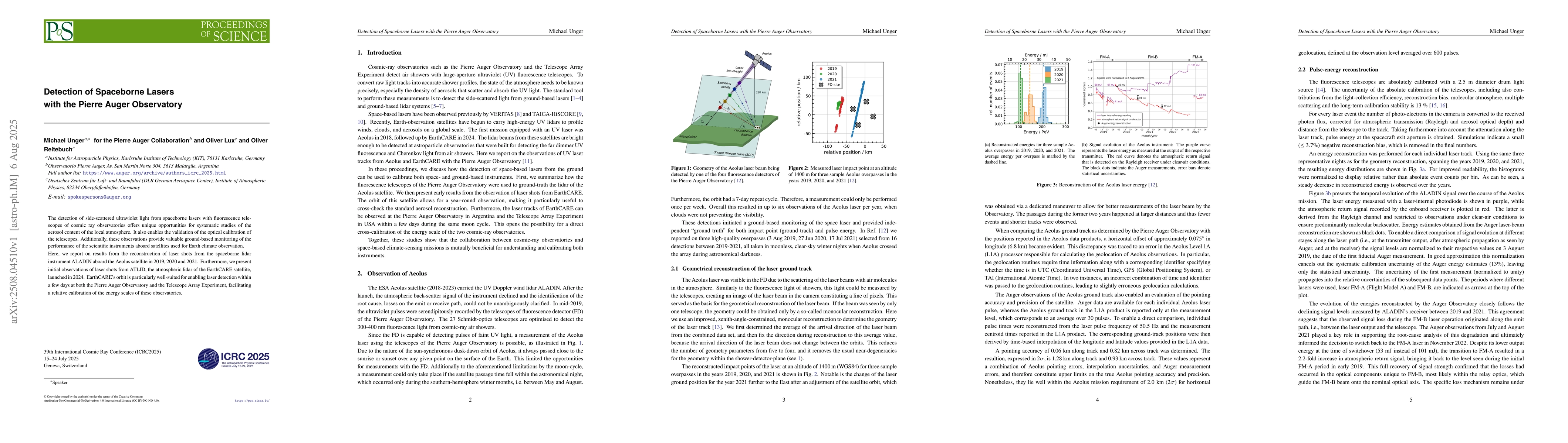 Thumbnail for Detection of Spaceborne Lasers with the Pierre Auger Observatory