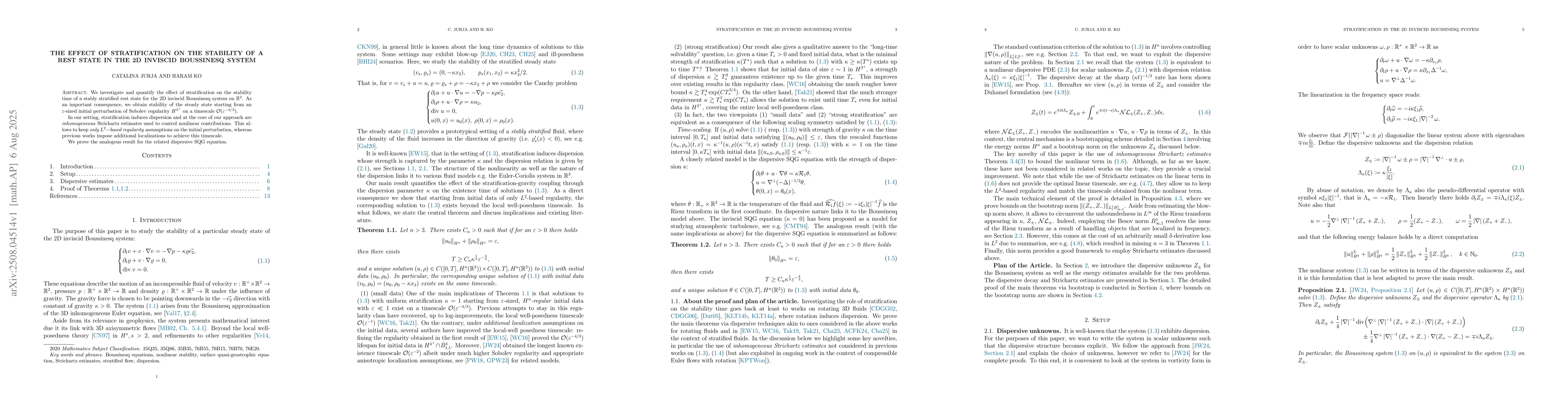 Thumbnail for The effect of stratification on the stability of a rest state in the 2D
  inviscid Boussinesq system