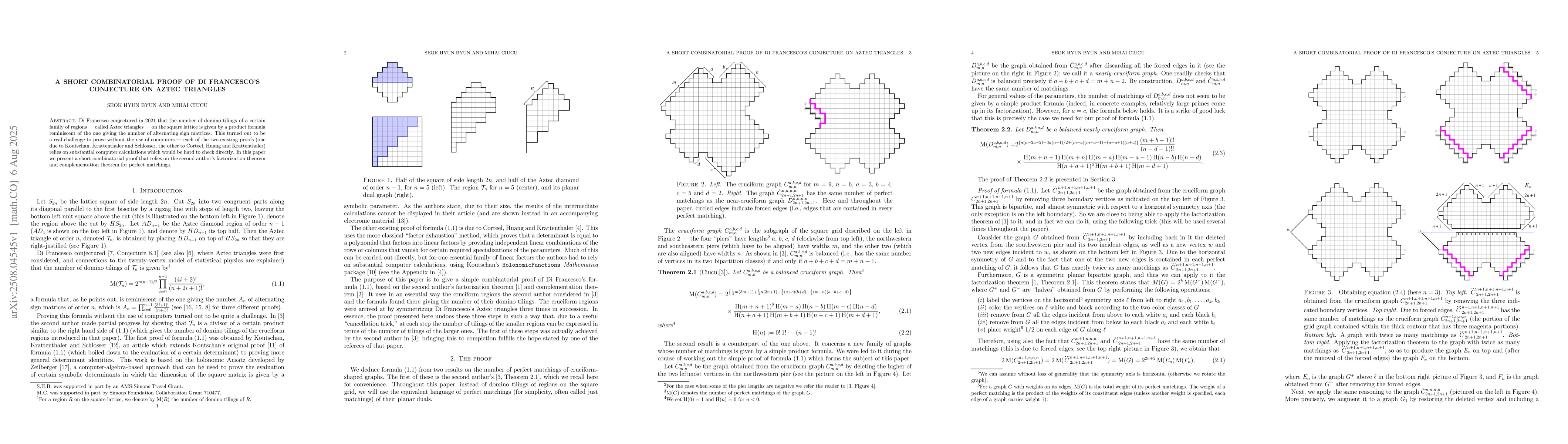 Thumbnail for A short combinatorial proof of Di Francesco's conjecture on Aztec
  triangles