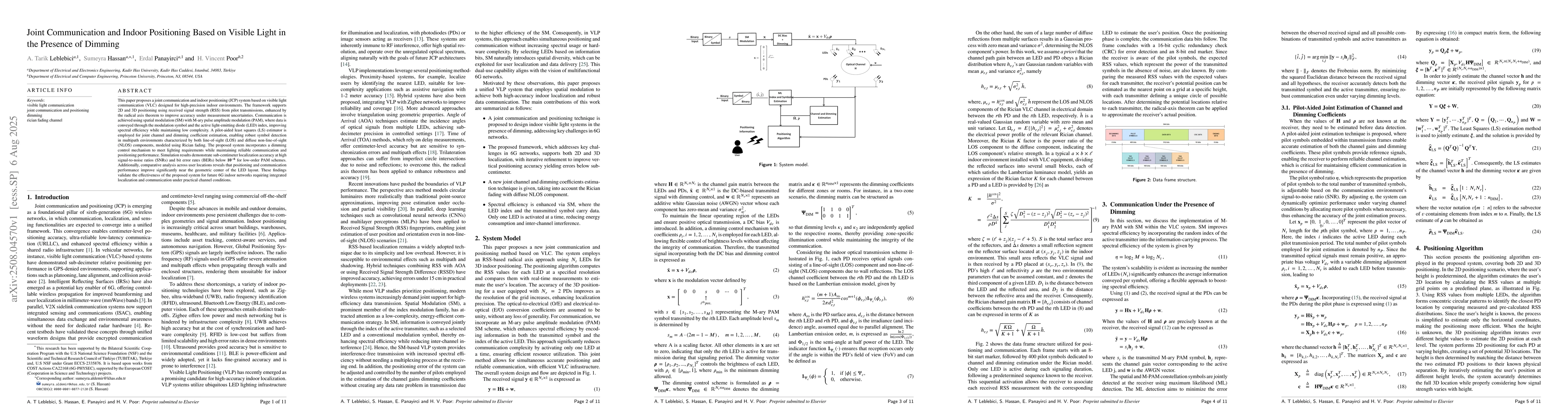 Thumbnail for Joint Communication and Indoor Positioning Based on Visible Light in the
  Presence of Dimming