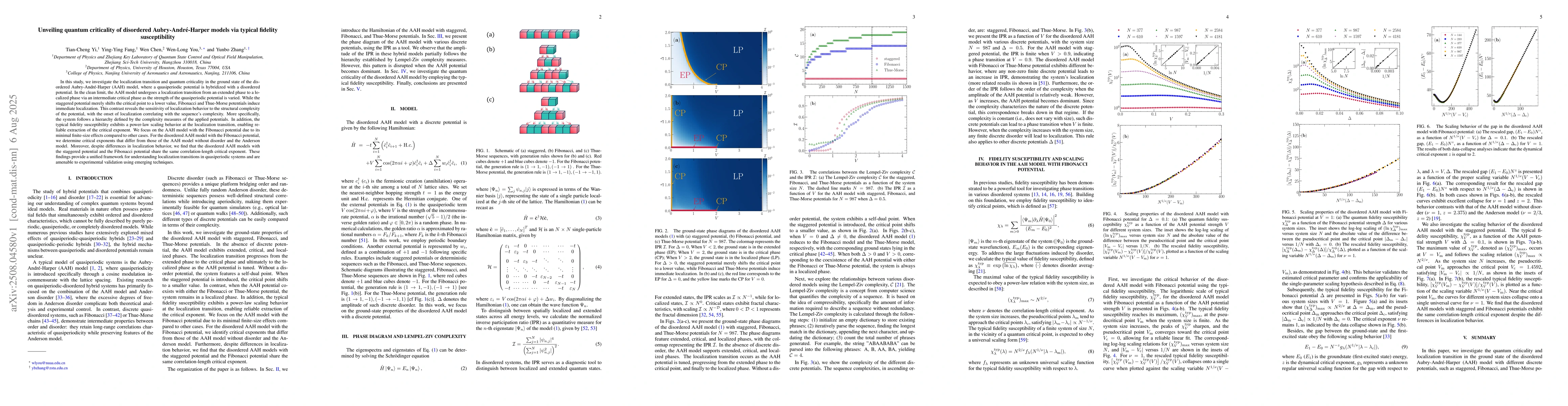 Thumbnail for Unveiling quantum criticality of disordered Aubry-André-Harper
  models via typical fidelity susceptibility