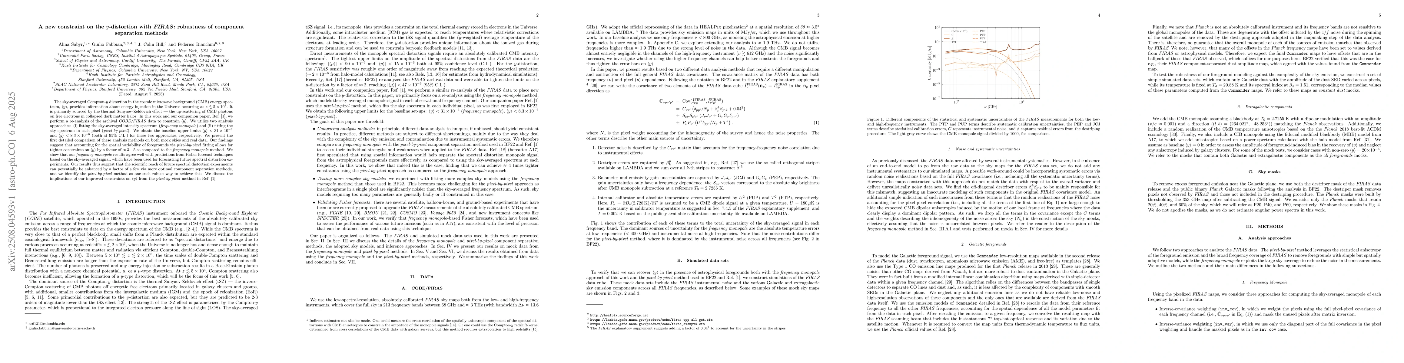 Thumbnail for A new constraint on the $y$-distortion with FIRAS: robustness of
  component separation methods