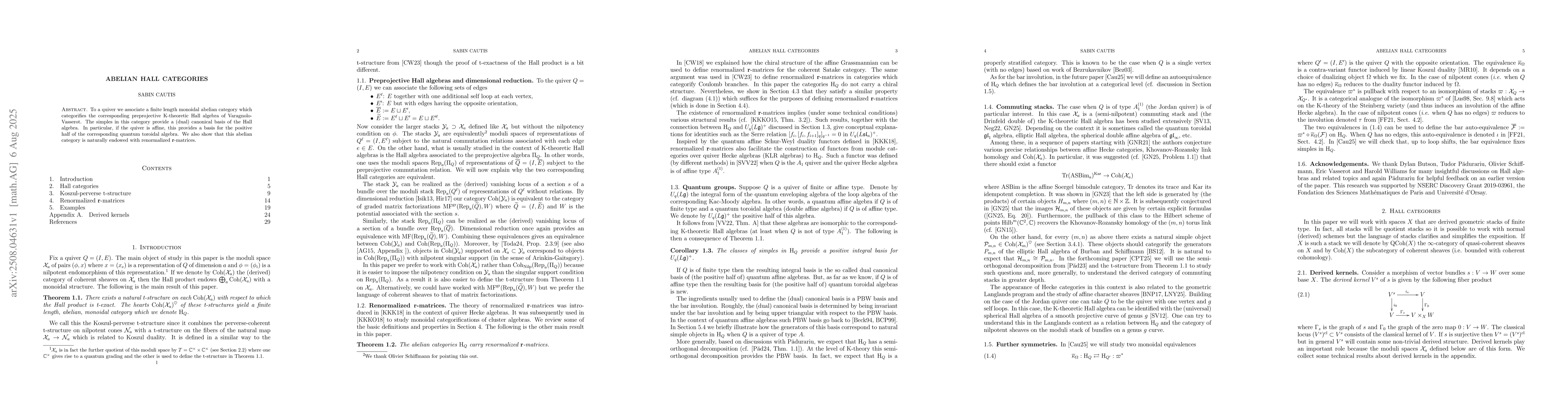 Thumbnail for Abelian Hall categories