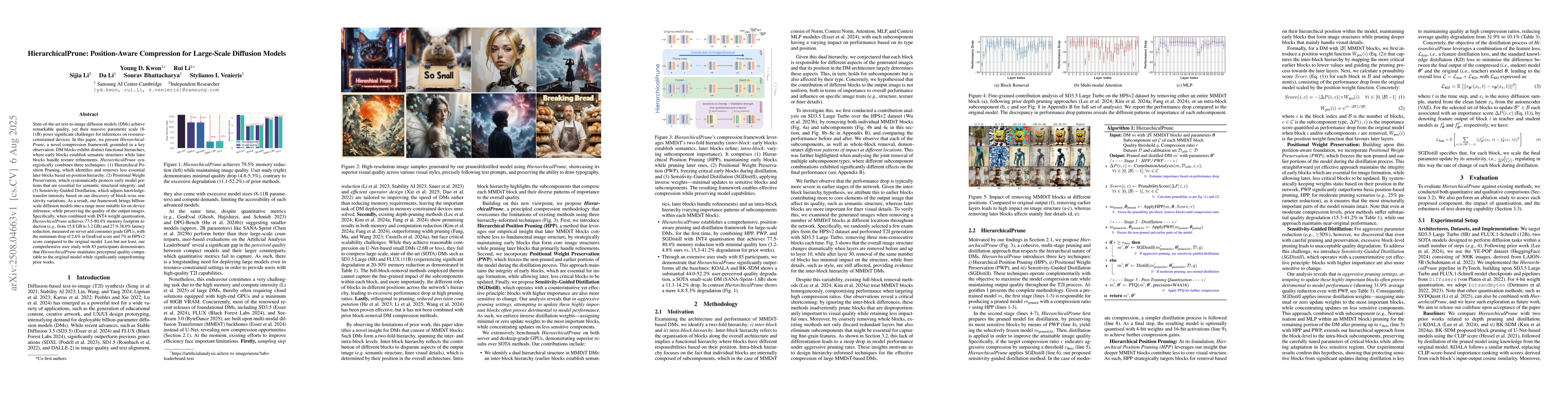 Thumbnail for HierarchicalPrune: Position-Aware Compression for Large-Scale Diffusion
  Models