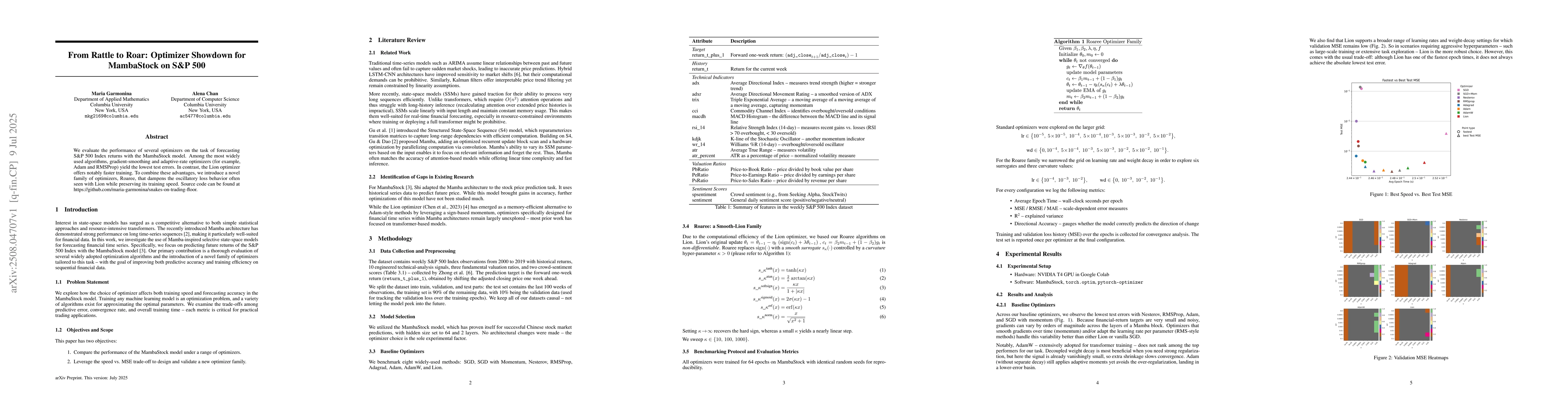 Thumbnail for From Rattle to Roar: Optimizer Showdown for MambaStock on S&P 500