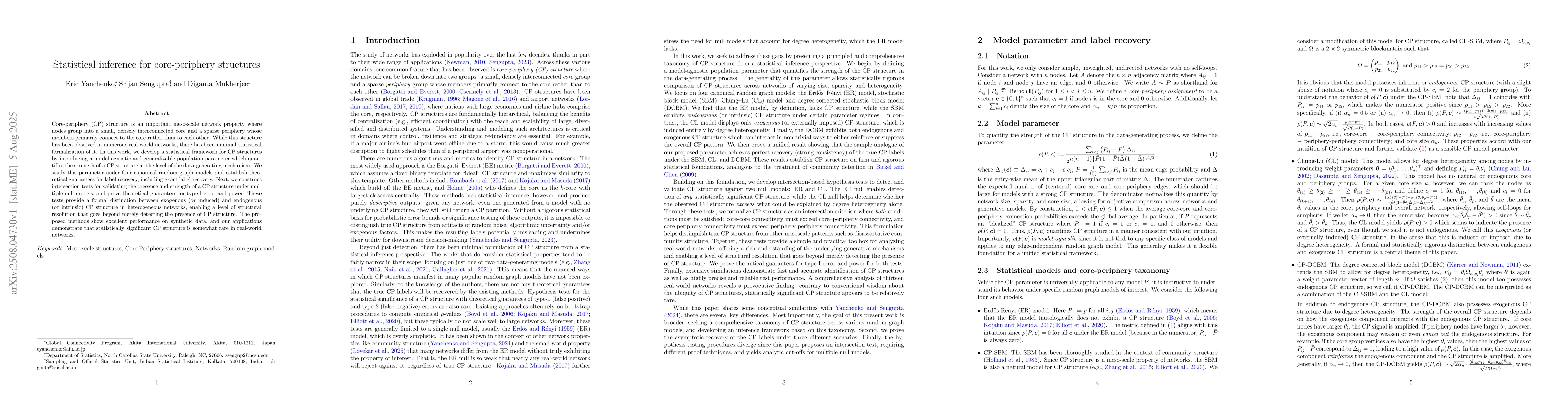 Thumbnail for Statistical inference for core-periphery structures