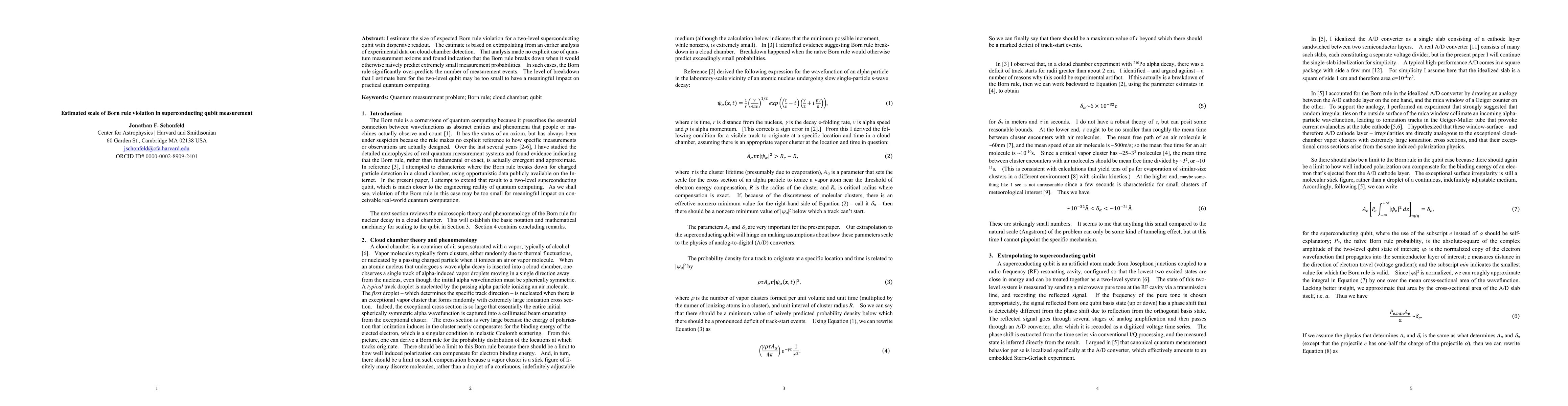Thumbnail for Estimated scale of Born rule violation in superconducting qubit
  measurement