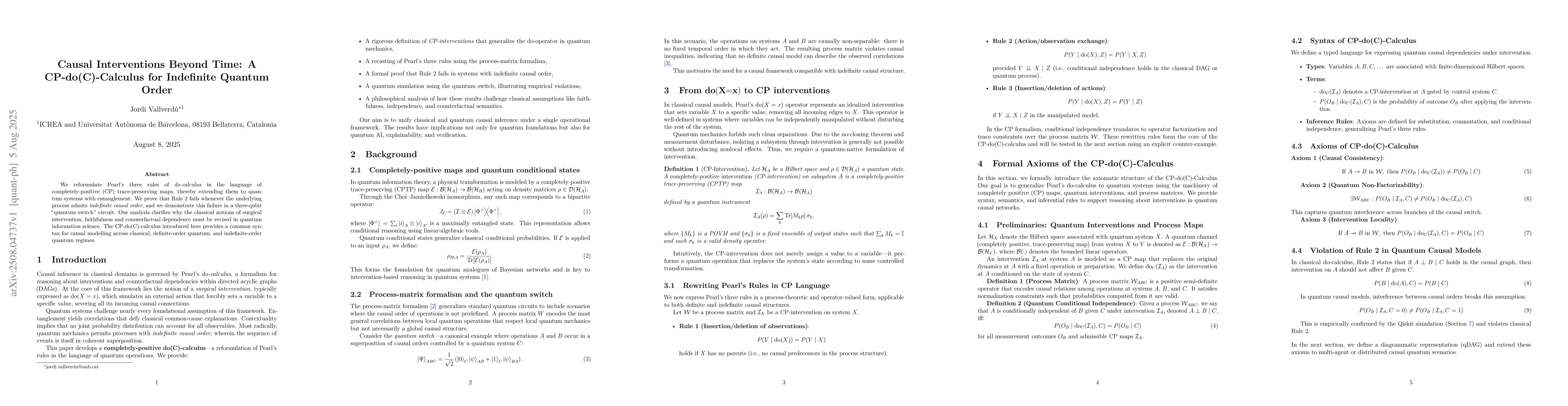 Thumbnail for Causal Interventions Beyond Time: A CP-do(C)-Calculus for Indefinite
  Quantum Order