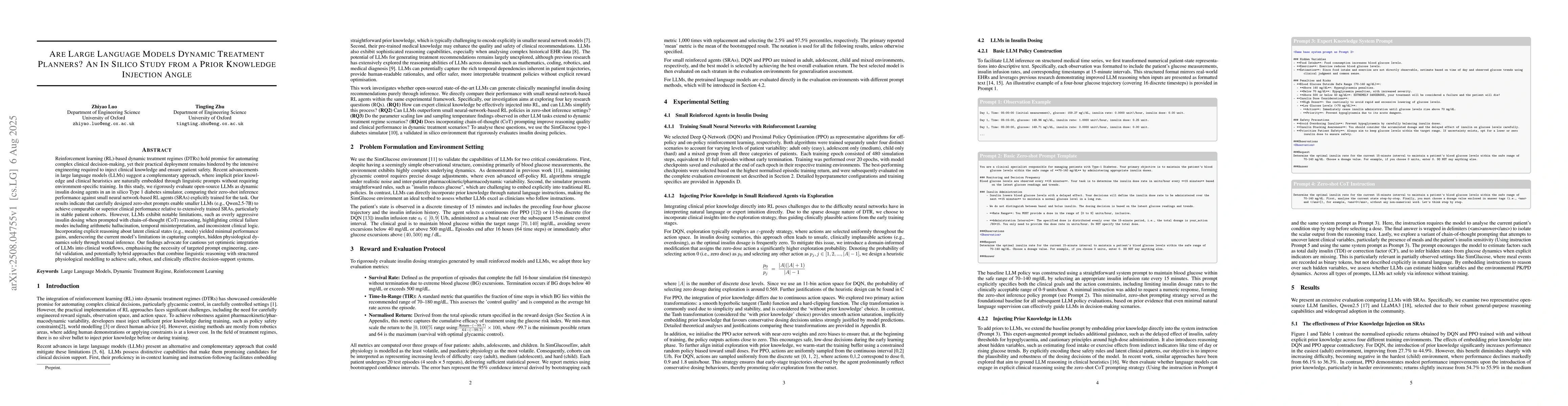 Thumbnail for Are Large Language Models Dynamic Treatment Planners? An In Silico Study
  from a Prior Knowledge Injection Angle