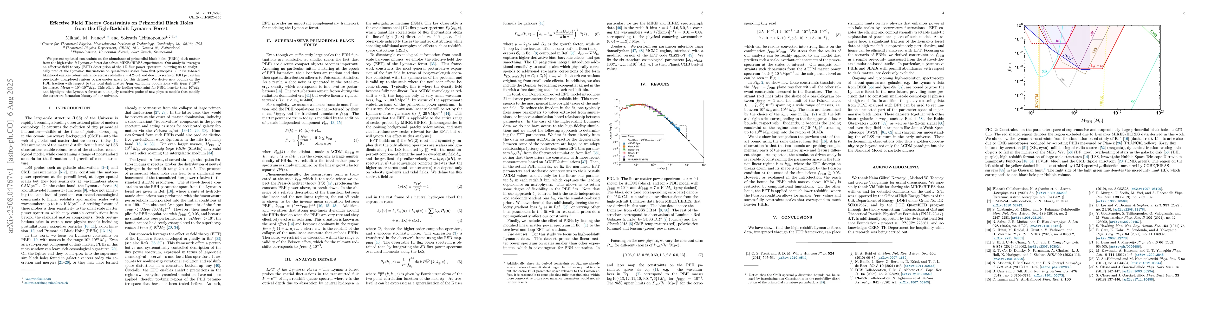 Thumbnail for Effective Field Theory Constraints on Primordial Black Holes from the
  High-Redshift Lyman-$α$ Forest