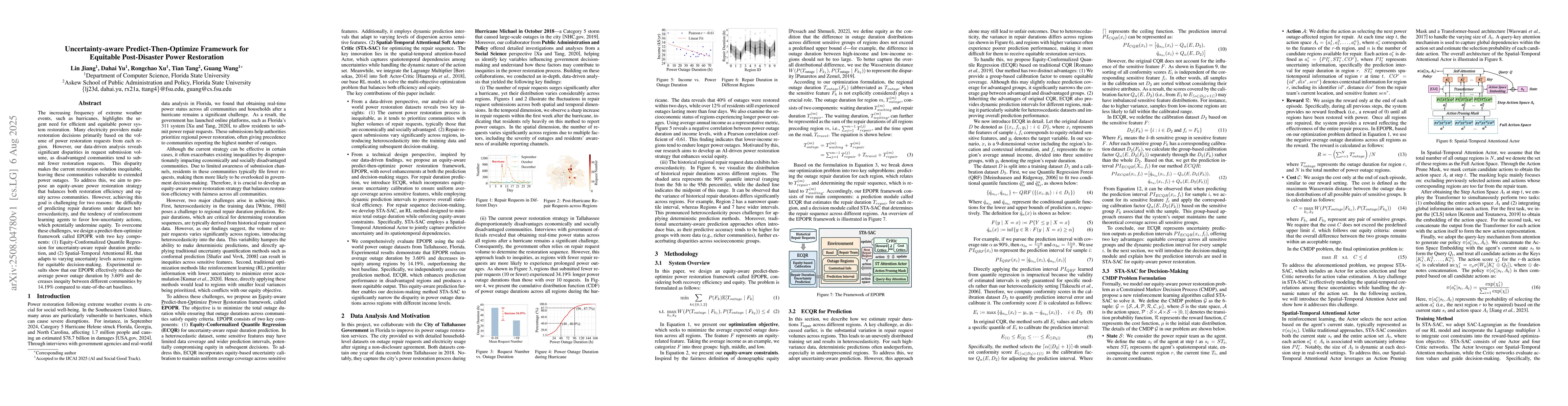 Thumbnail for Uncertainty-aware Predict-Then-Optimize Framework for Equitable
  Post-Disaster Power Restoration