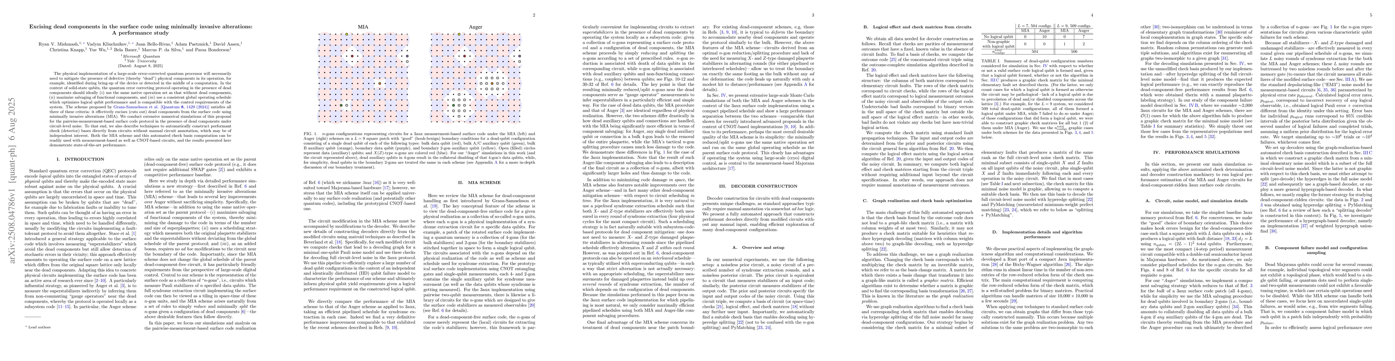 Thumbnail for Excising dead components in the surface code using minimally invasive
  alterations: A performance study