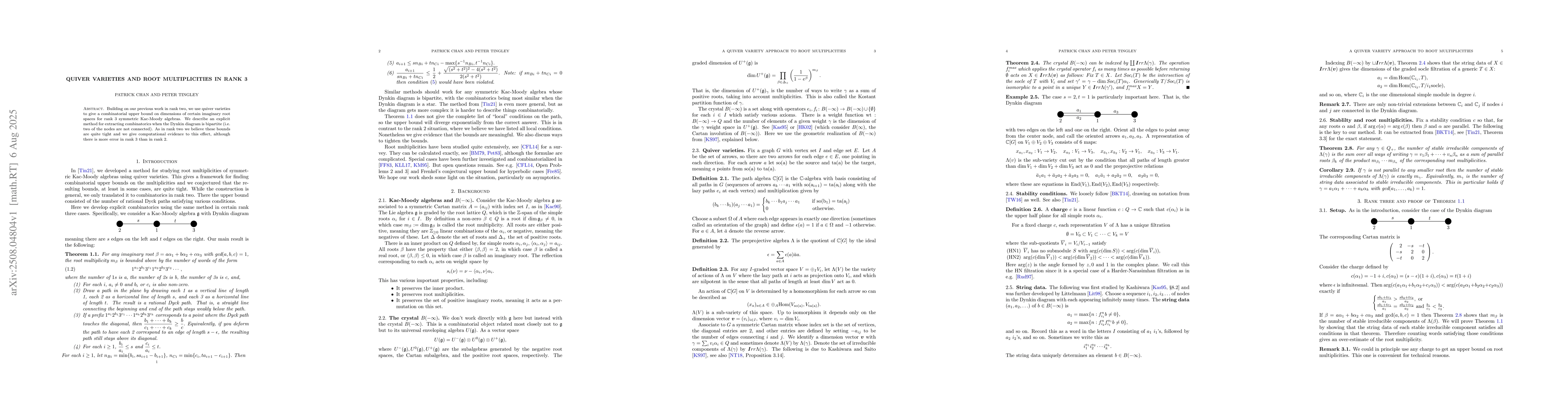 Thumbnail for Quiver varieties and root multiplicities in rank 3