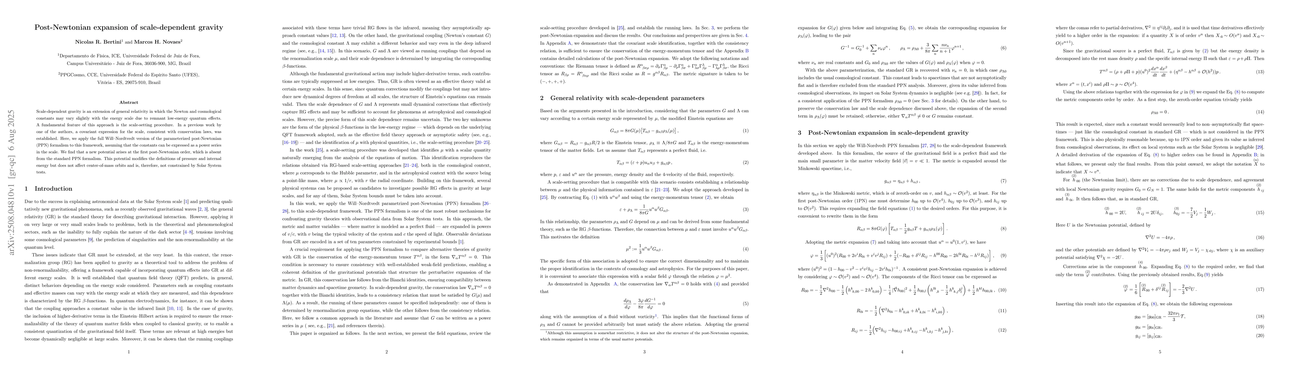 Thumbnail for Post-Newtonian expansion of scale-dependent gravity