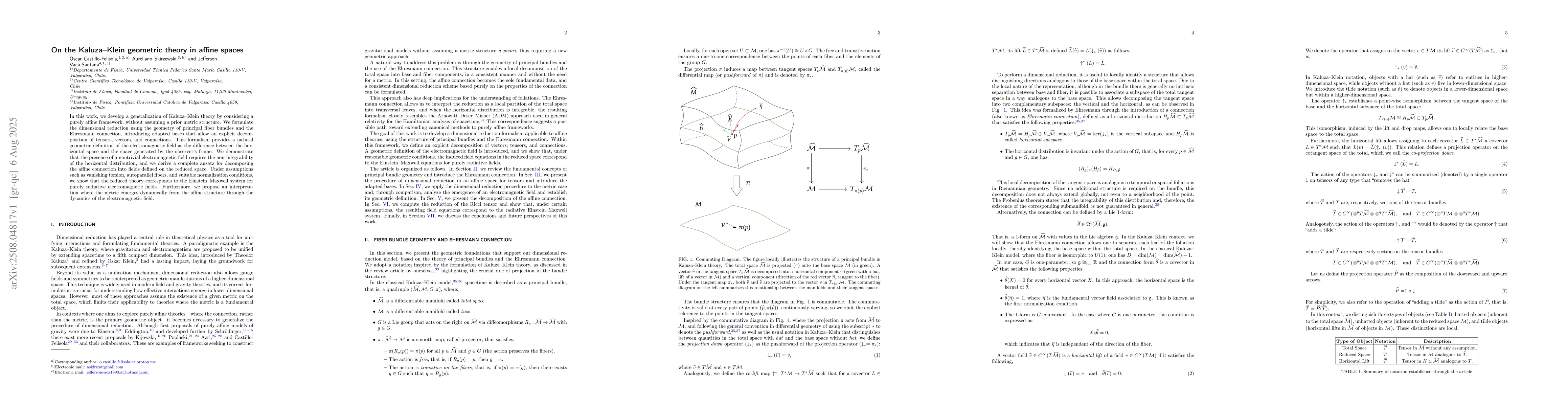 Thumbnail for On the Kaluza-Klein geometric theory in affine spaces