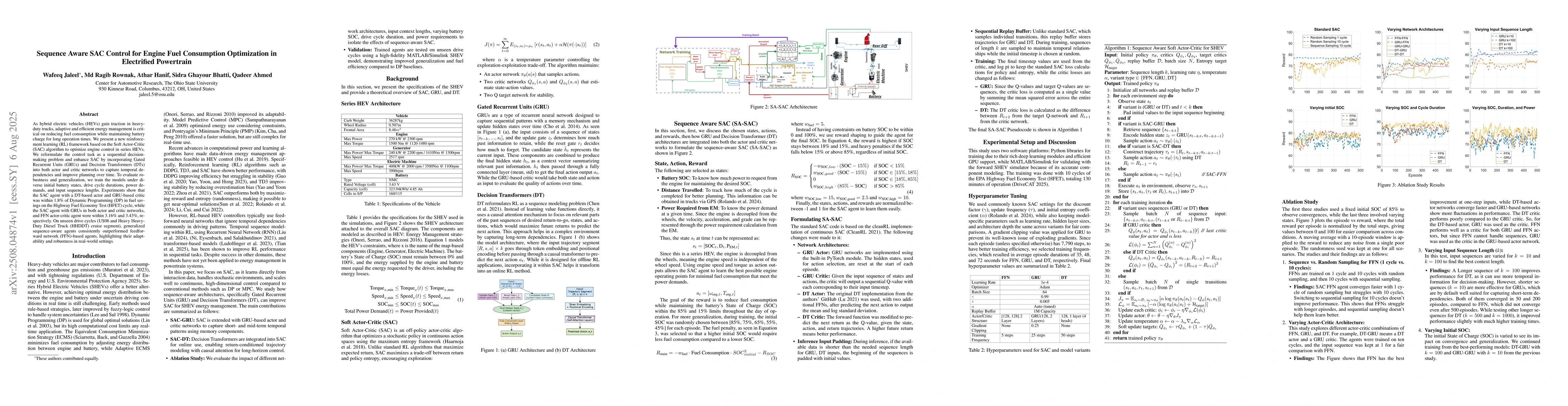 Thumbnail for Sequence Aware SAC Control for Engine Fuel Consumption Optimization in
  Electrified Powertrain