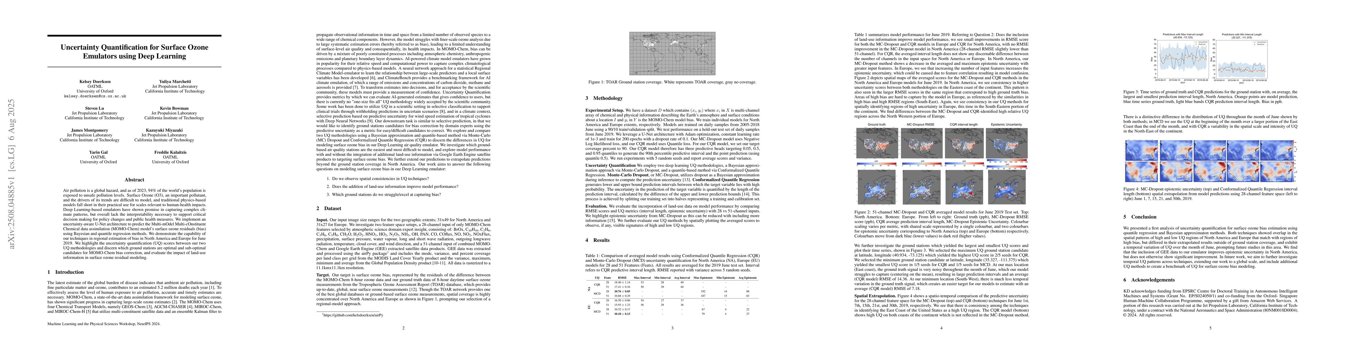Thumbnail for Uncertainty Quantification for Surface Ozone Emulators using Deep
  Learning