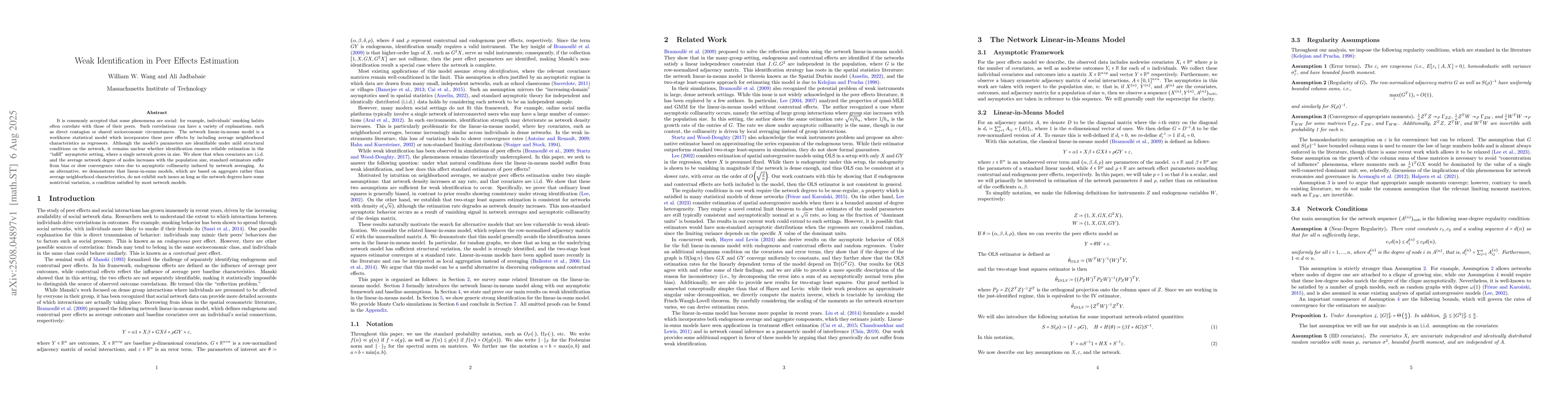 Thumbnail for Weak Identification in Peer Effects Estimation