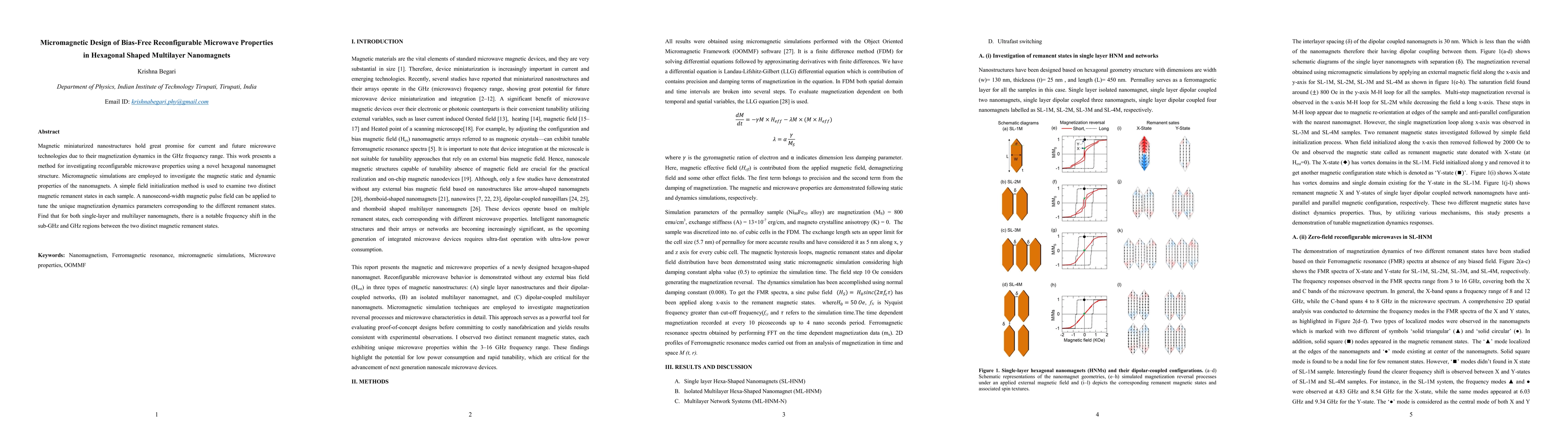 Thumbnail for Micromagnetic Design of Bias-Free Reconfigurable Microwave Properties in
  Hexagonal Shaped Multilayer Nanomagnets