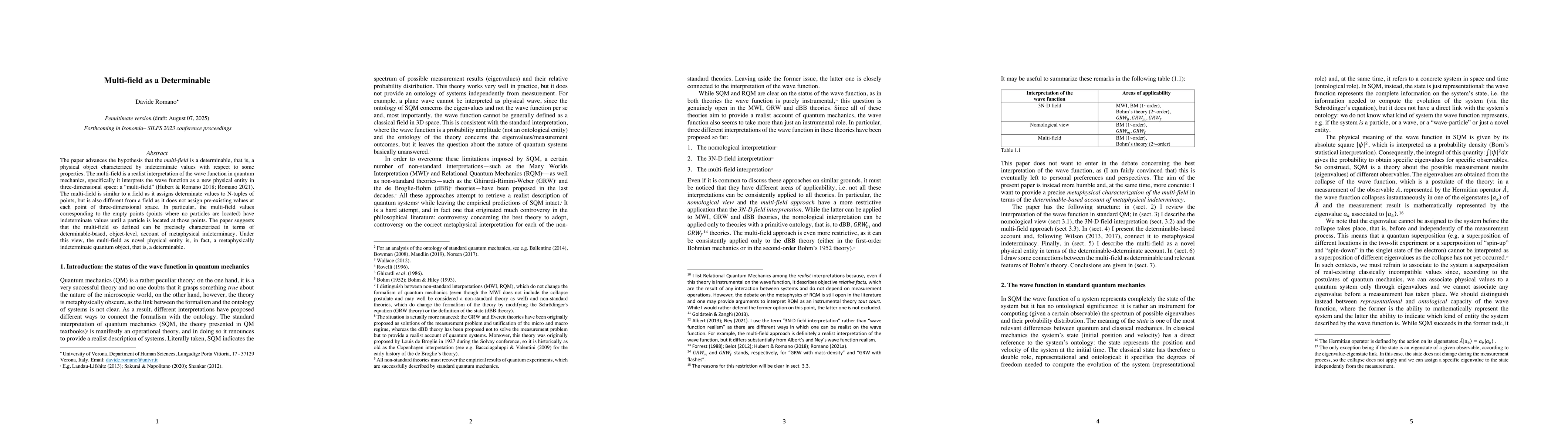 Thumbnail for Multi-field as a determinable