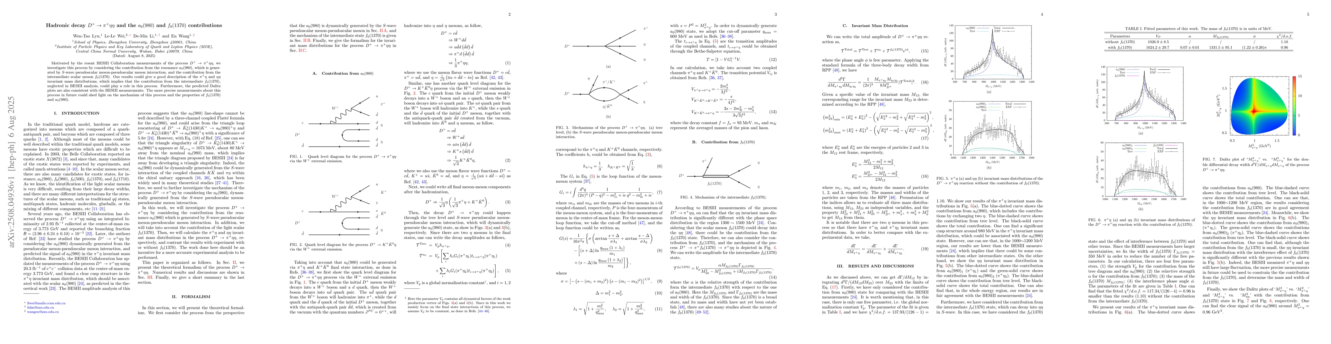 Thumbnail for Hadronic decay $D^+\toπ^+ηη$ and the $a_0(980)$ and $f_0(1370)$
  contributions