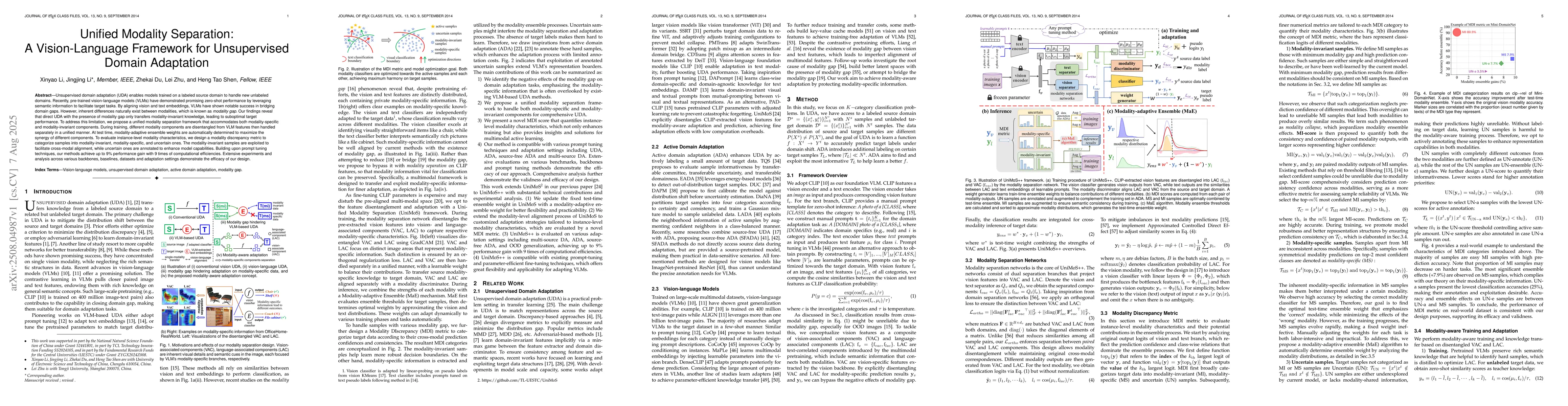 Thumbnail for Unified modality separation: A vision-language framework for
  unsupervised domain adaptation