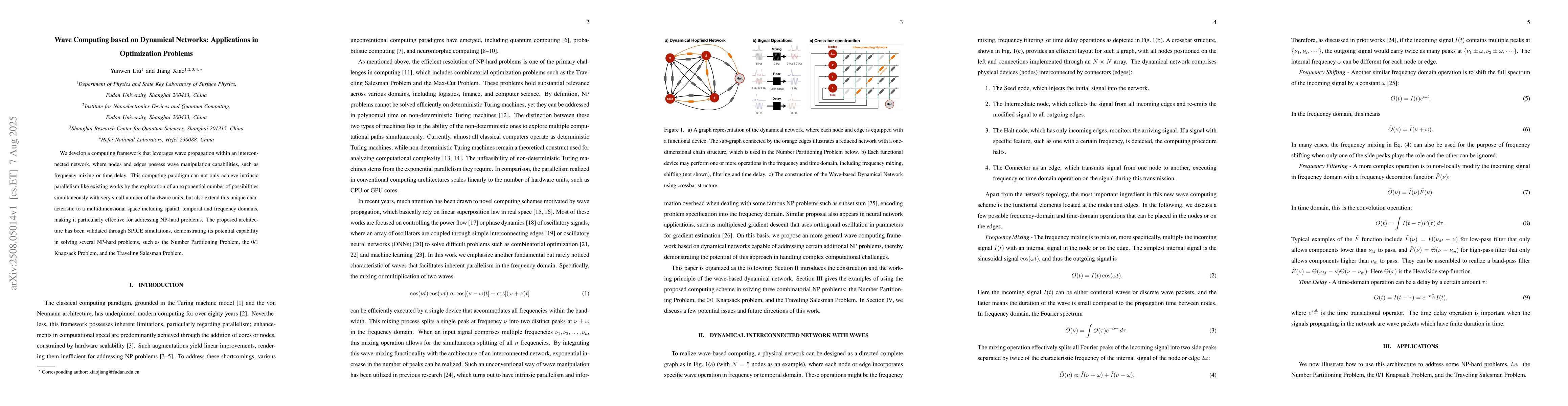 Thumbnail for Wave Computing based on Dynamical Networks: Applications in Optimization
  Problems
