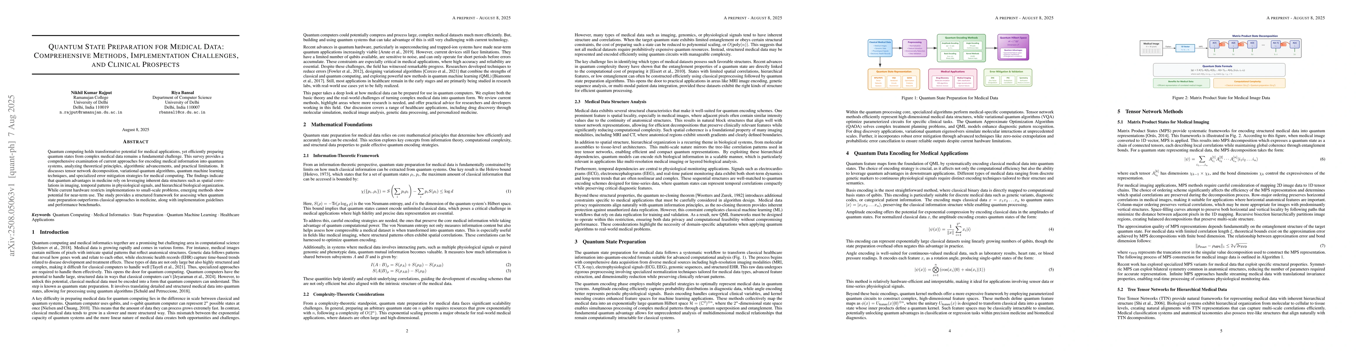 Thumbnail for Quantum State Preparation for Medical Data: Comprehensive Methods,
  Implementation Challenges, and Clinical Prospects