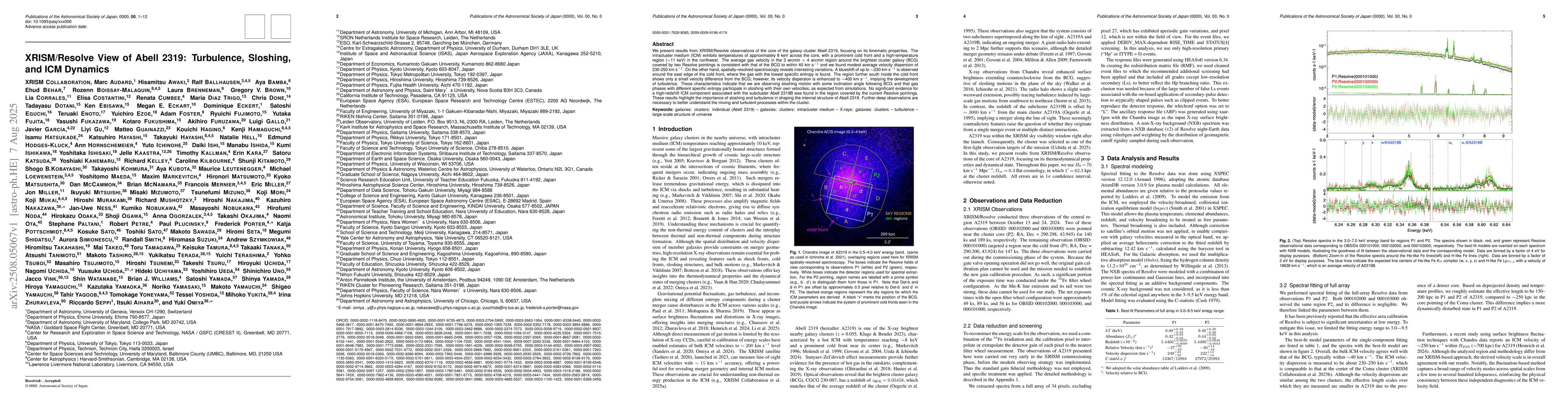 Thumbnail for XRISM/Resolve View of Abell 2319: Turbulence, Sloshing, and ICM Dynamics