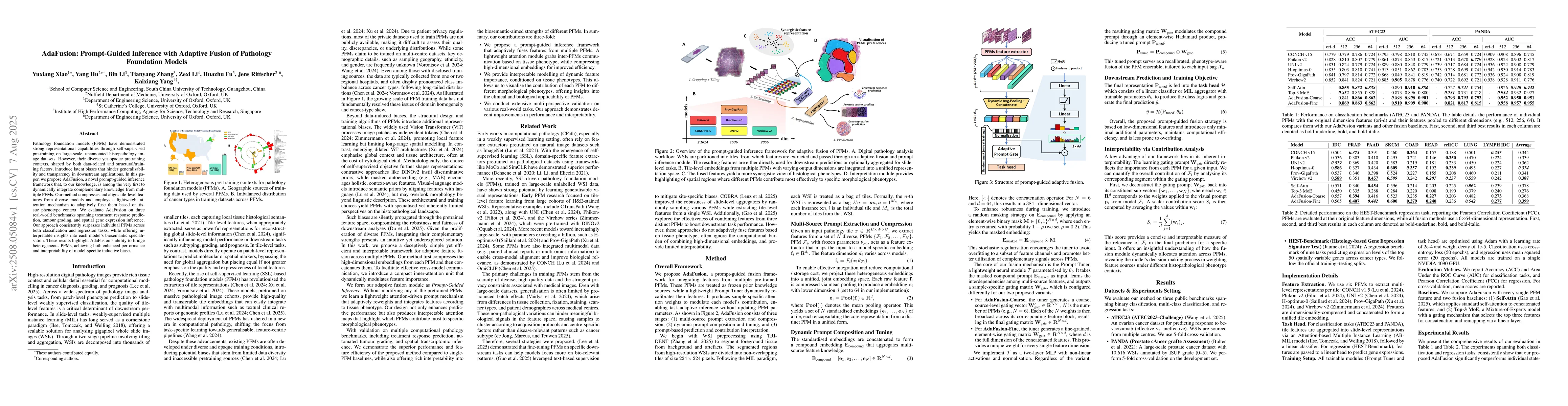 Thumbnail for AdaFusion: Prompt-Guided Inference with Adaptive Fusion of Pathology
  Foundation Models