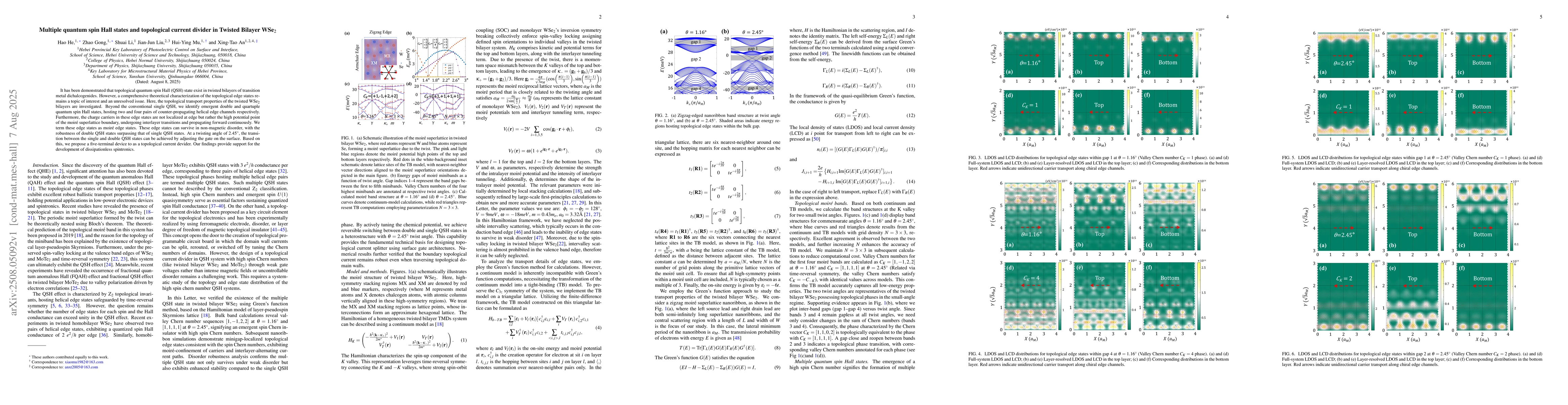Thumbnail for Multiple quantum spin Hall states and topological current divider in
  Twisted Bilayer WSe$_2$