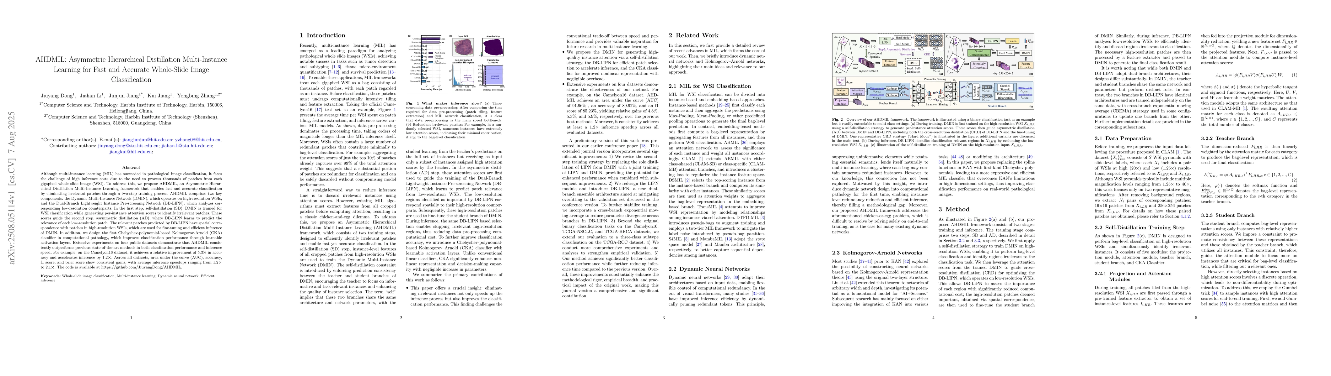 Thumbnail for AHDMIL: Asymmetric Hierarchical Distillation Multi-Instance Learning for
  Fast and Accurate Whole-Slide Image Classification