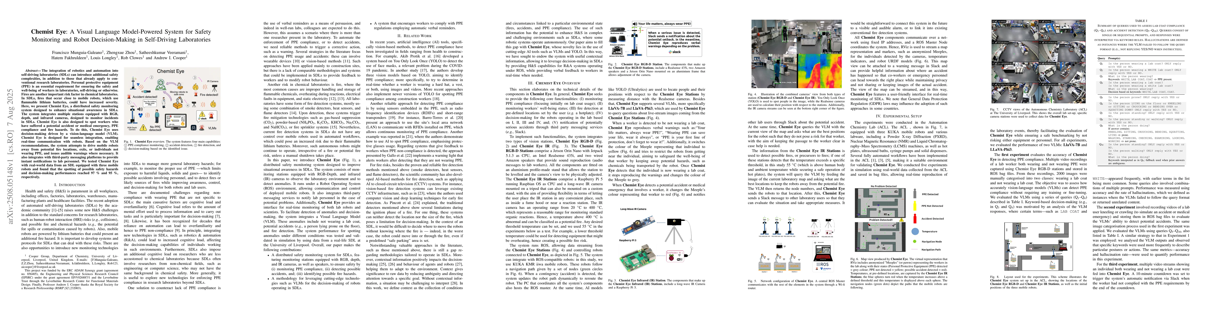 Thumbnail for Chemist Eye: A Visual Language Model-Powered System for Safety
  Monitoring and Robot Decision-Making in Self-Driving Laboratories
