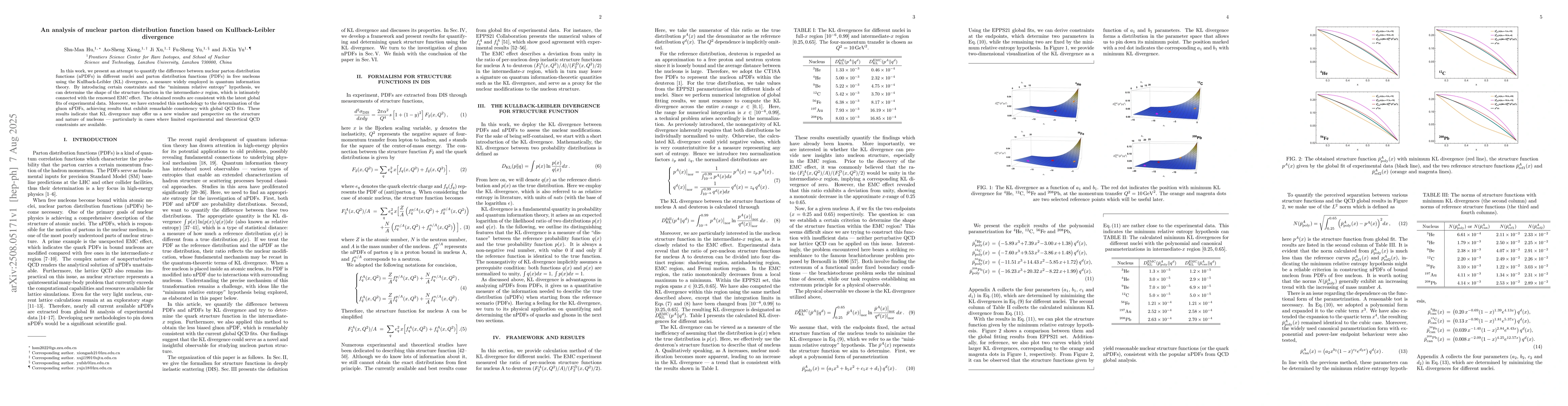 Thumbnail for An analysis of nuclear parton distribution function based on
  Kullback-Leibler divergence