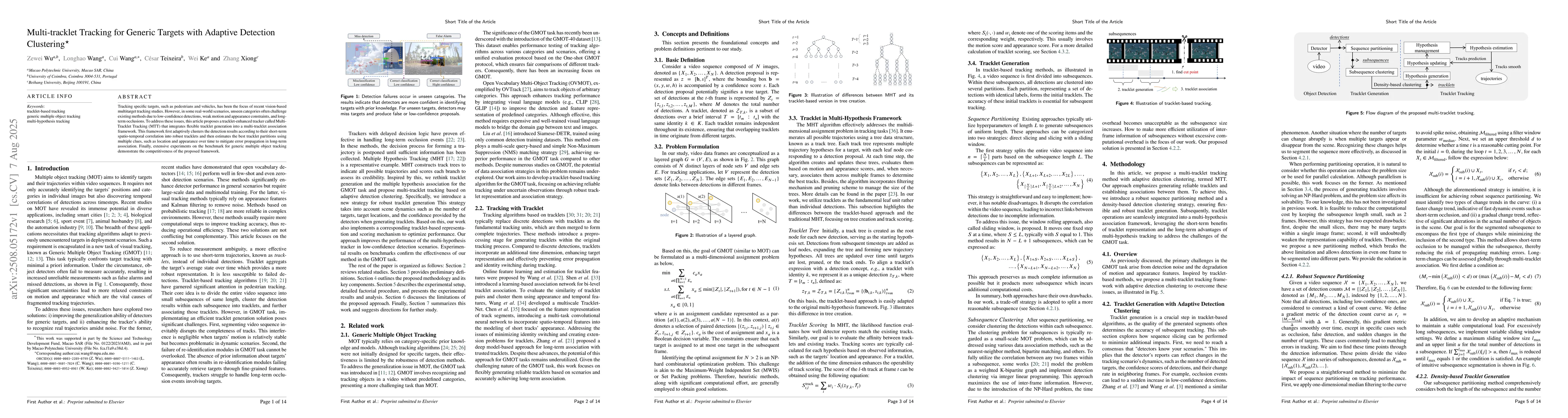 Thumbnail for Multi-tracklet Tracking for Generic Targets with Adaptive Detection
  Clustering
