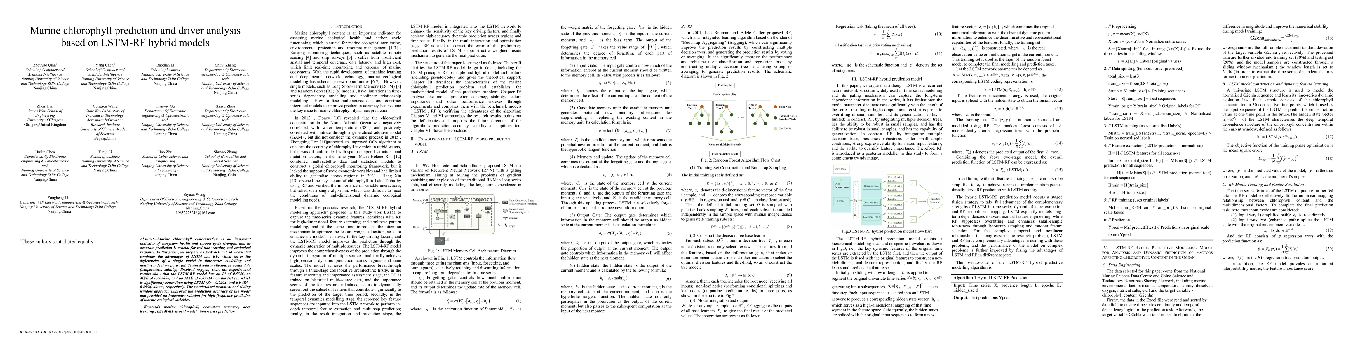 Thumbnail for Marine Chlorophyll Prediction and Driver Analysis based on LSTM-RF
  Hybrid Models