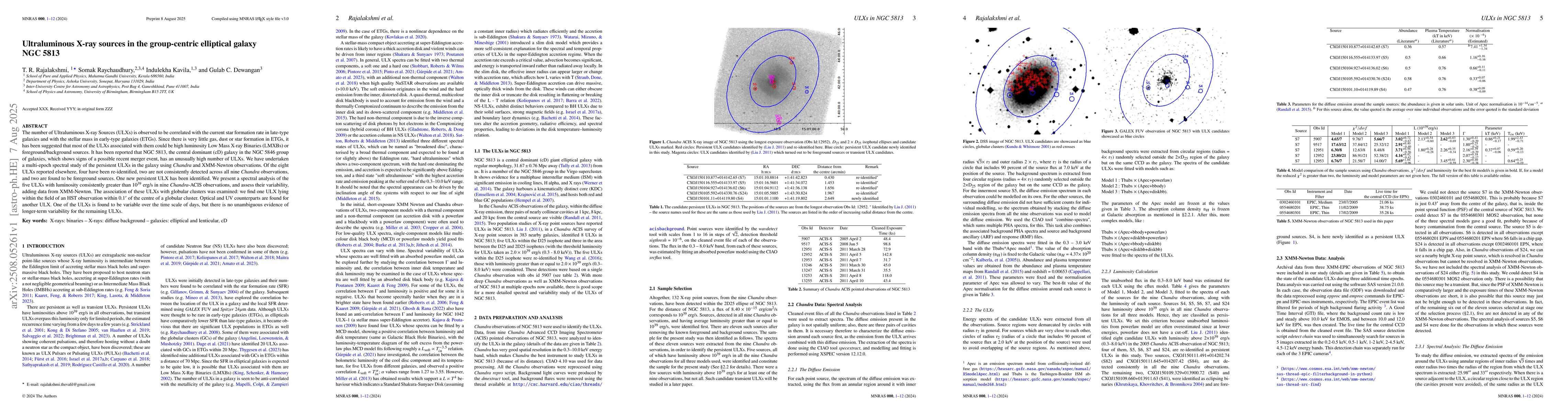 Thumbnail for Ultraluminous X-ray sources in the group-centric elliptical galaxy NGC
  5813