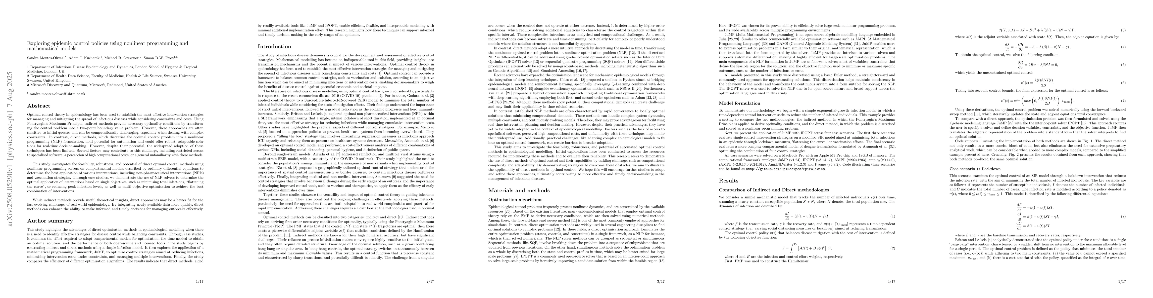 Thumbnail for Exploring epidemic control policies using nonlinear programming and
  mathematical models