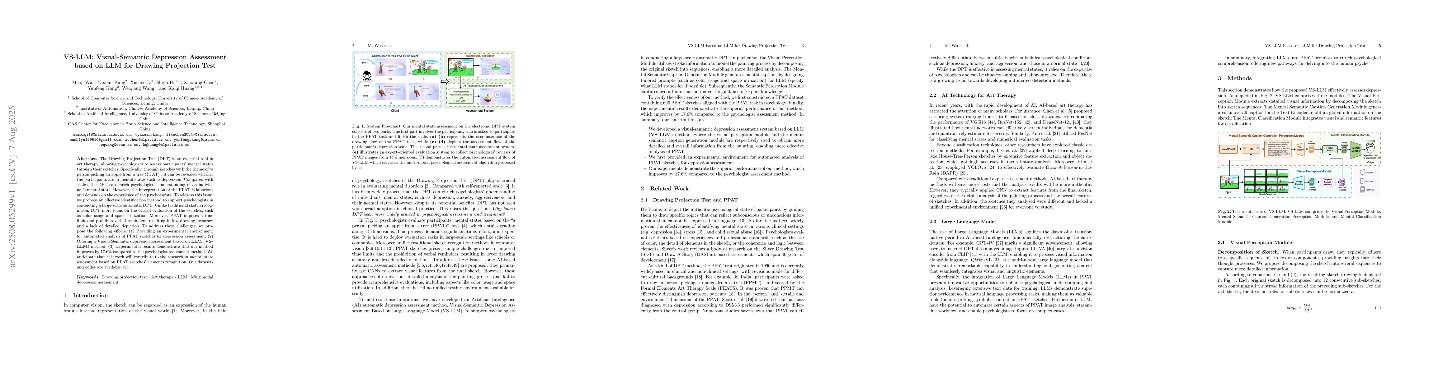 Thumbnail for VS-LLM: Visual-Semantic Depression Assessment based on LLM for Drawing
  Projection Test