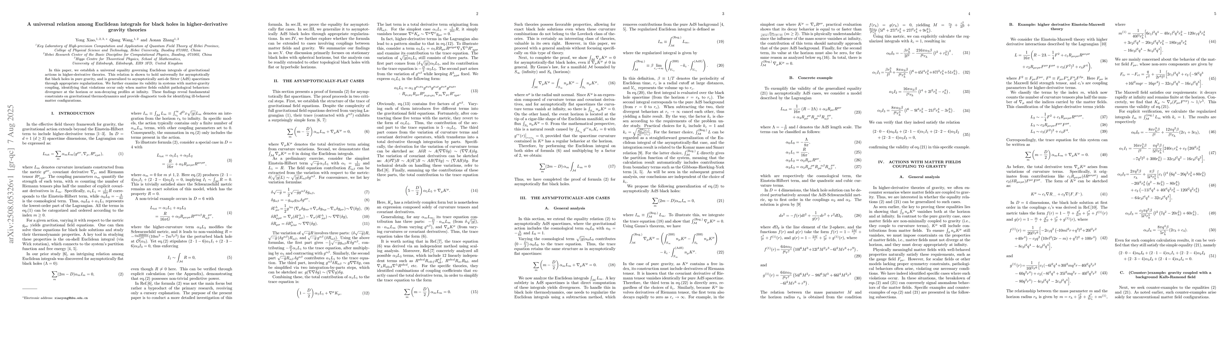 Thumbnail for A universal relation among Euclidean integrals for black holes in
  higher-derivative gravity theories