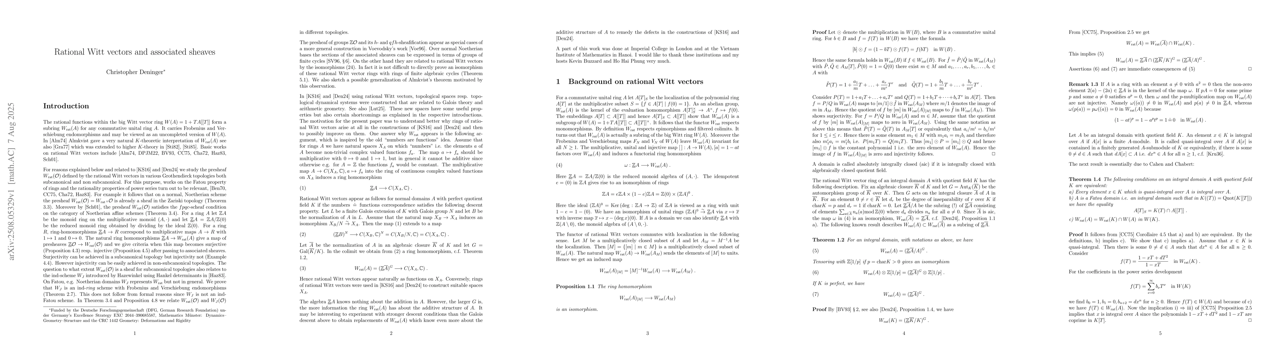 Thumbnail for Rational Witt vectors and associated sheaves