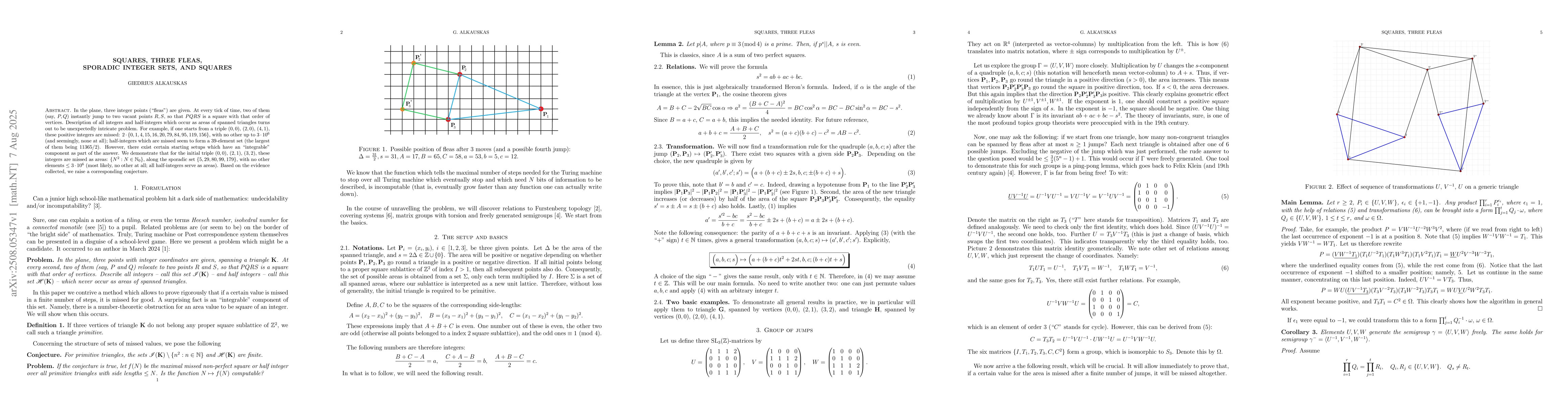 Thumbnail for Squares, three fleas, sporadic integer sets, and squares