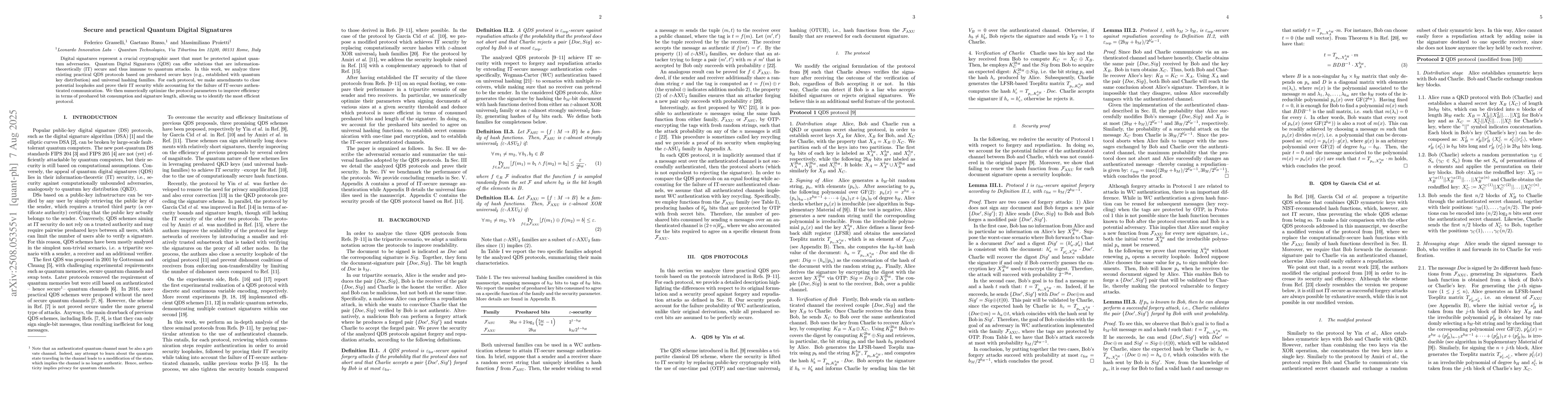 Thumbnail for Secure and practical Quantum Digital Signatures