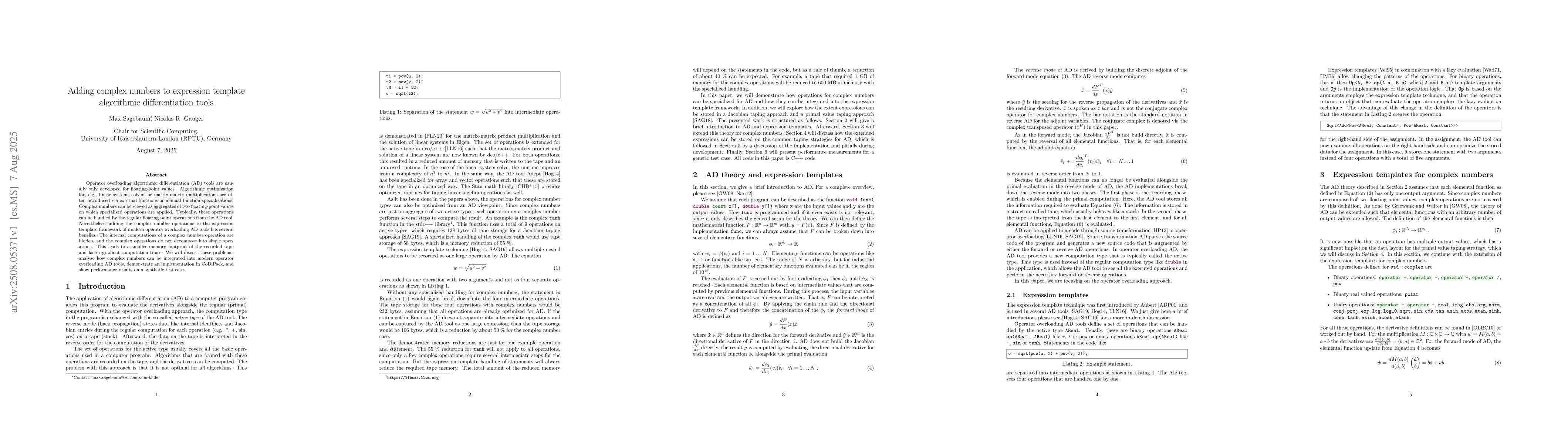 Thumbnail for Adding complex numbers to expression template algorithmic
  differentiation tools