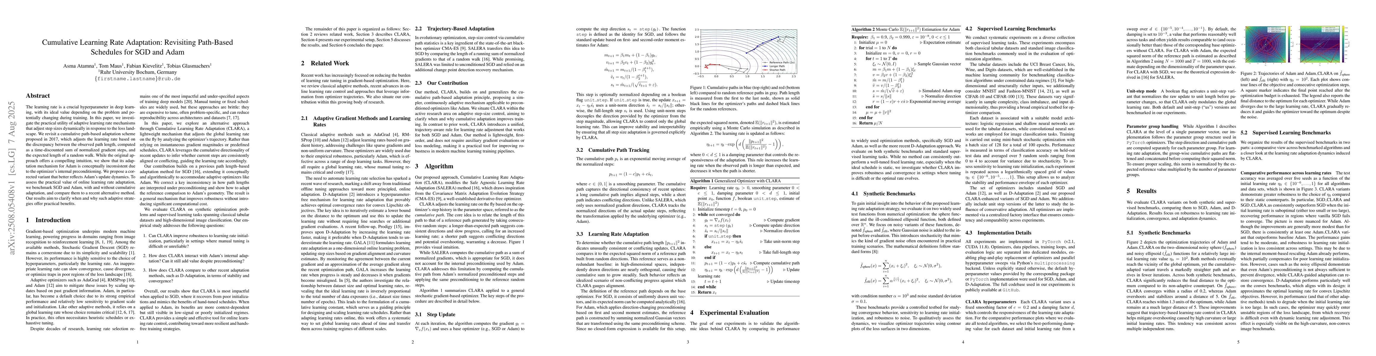 Thumbnail for Cumulative Learning Rate Adaptation: Revisiting Path-Based Schedules for
  SGD and Adam