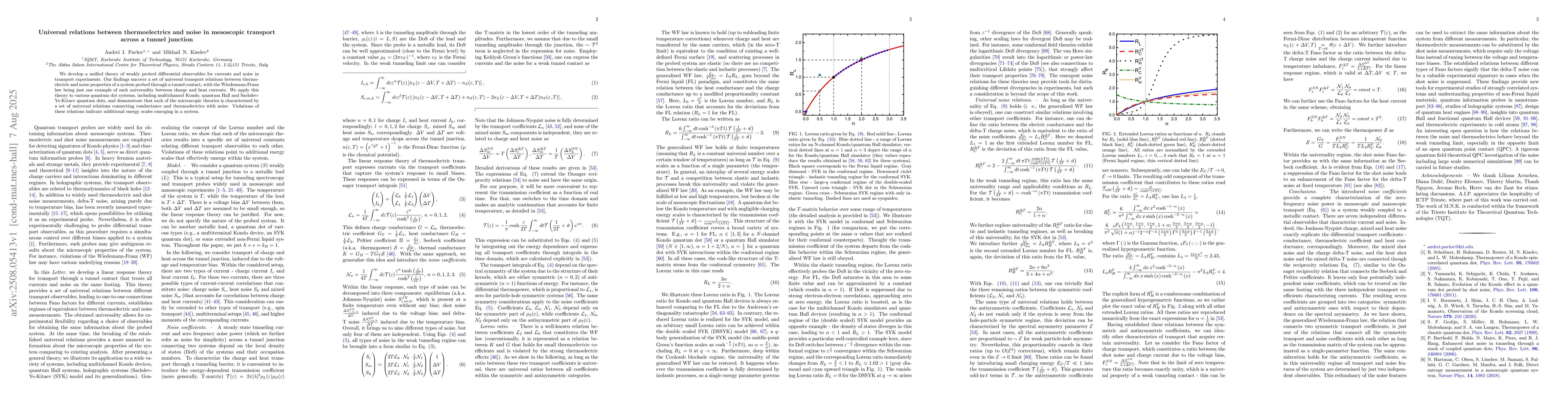 Thumbnail for Universal relations between thermoelectrics and noise in mesoscopic
  transport across a tunnel junction