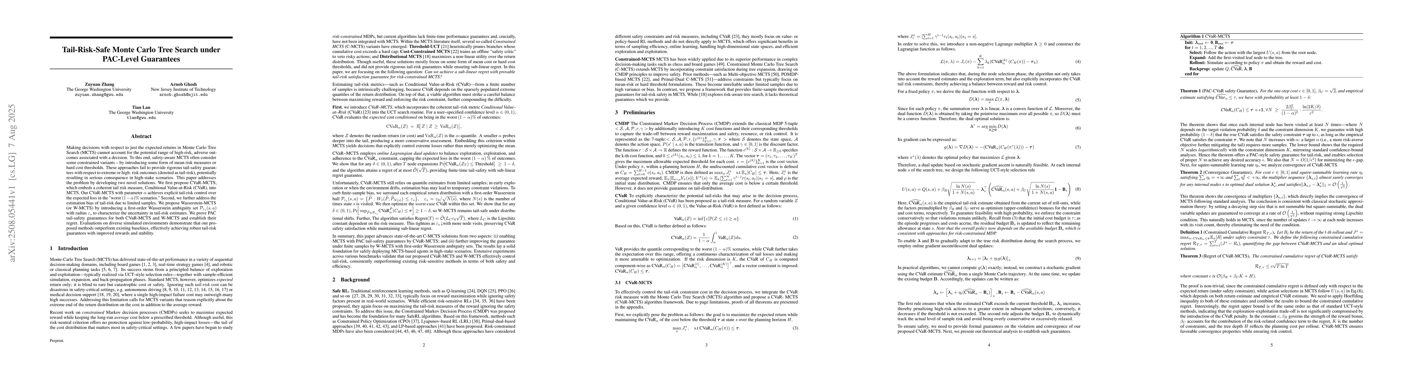 Thumbnail for Tail-Risk-Safe Monte Carlo Tree Search under PAC-Level Guarantees