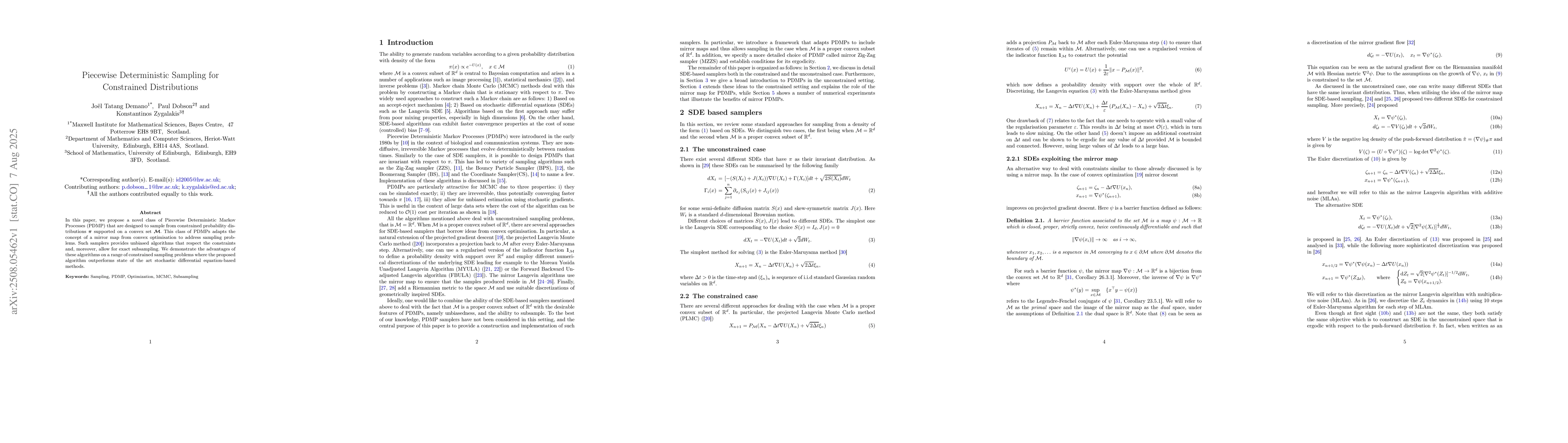 Thumbnail for Piecewise Deterministic Sampling for Constrained Distributions